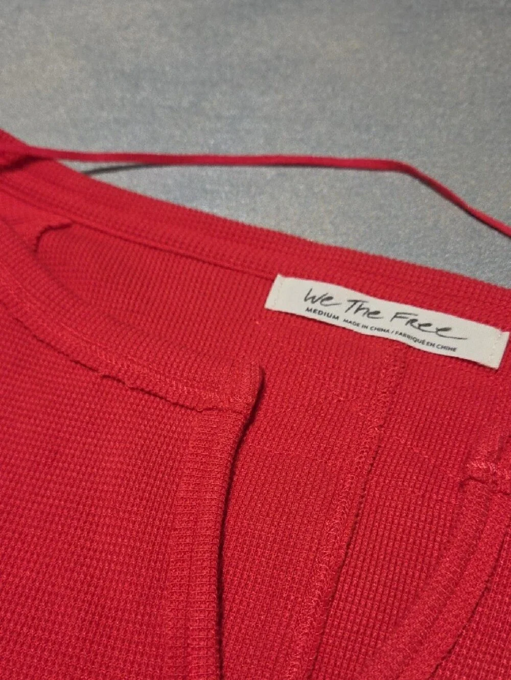 Free People Red Off-Shoulder Sweater with Patterned Knit Cuffs NWOTS